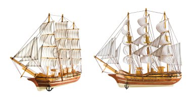 Two frigates is isolated on a white background clipart