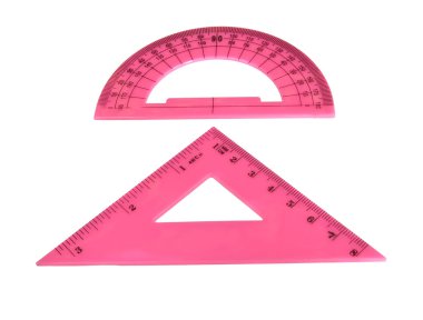 Triangle and protractor is isolated on a white background clipart