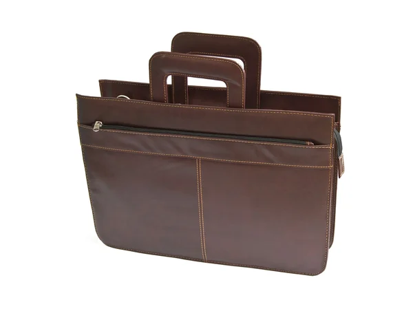 Brown leather briefcase — Stock Photo, Image