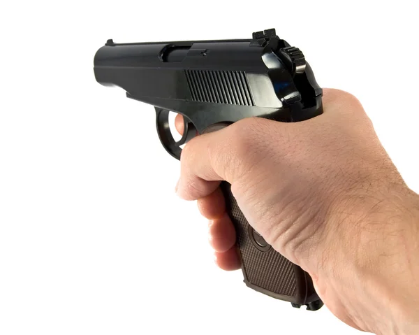 Gericht pistool in een hand — Stockfoto