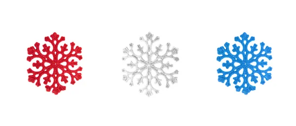 Three Snowflakes White Background — Stock Photo, Image