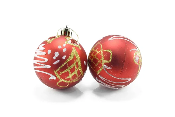 Dois Bola Natal Vermelho Branco — Fotografia de Stock