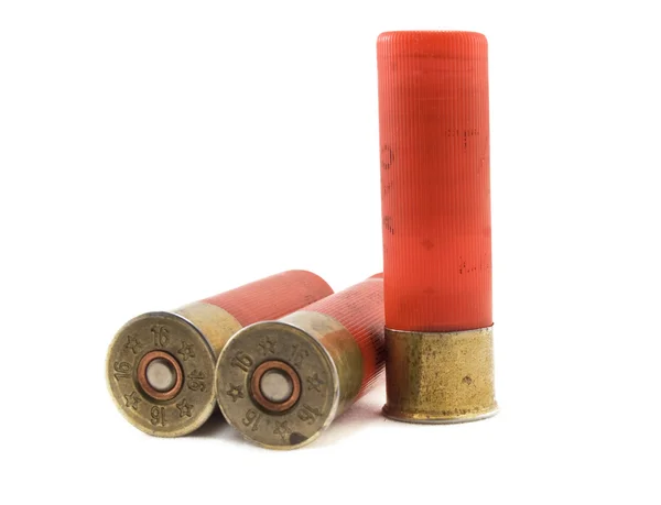 Hunting Cartridges Shotgun Caliber Isolated White Background — Stock Photo, Image
