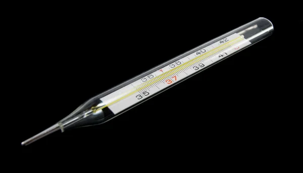 Thermometer Isoliert Auf Schwarzem Hintergrund — Stockfoto
