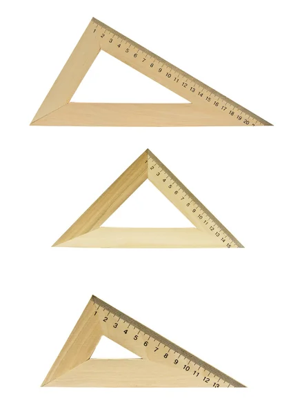 Три деревянных треугольника — стоковое фото