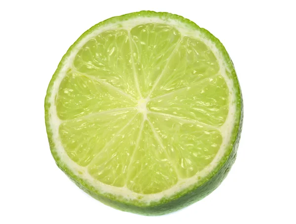Egyetlen Szelet Lime Fehér Alapon — Stock Fotó