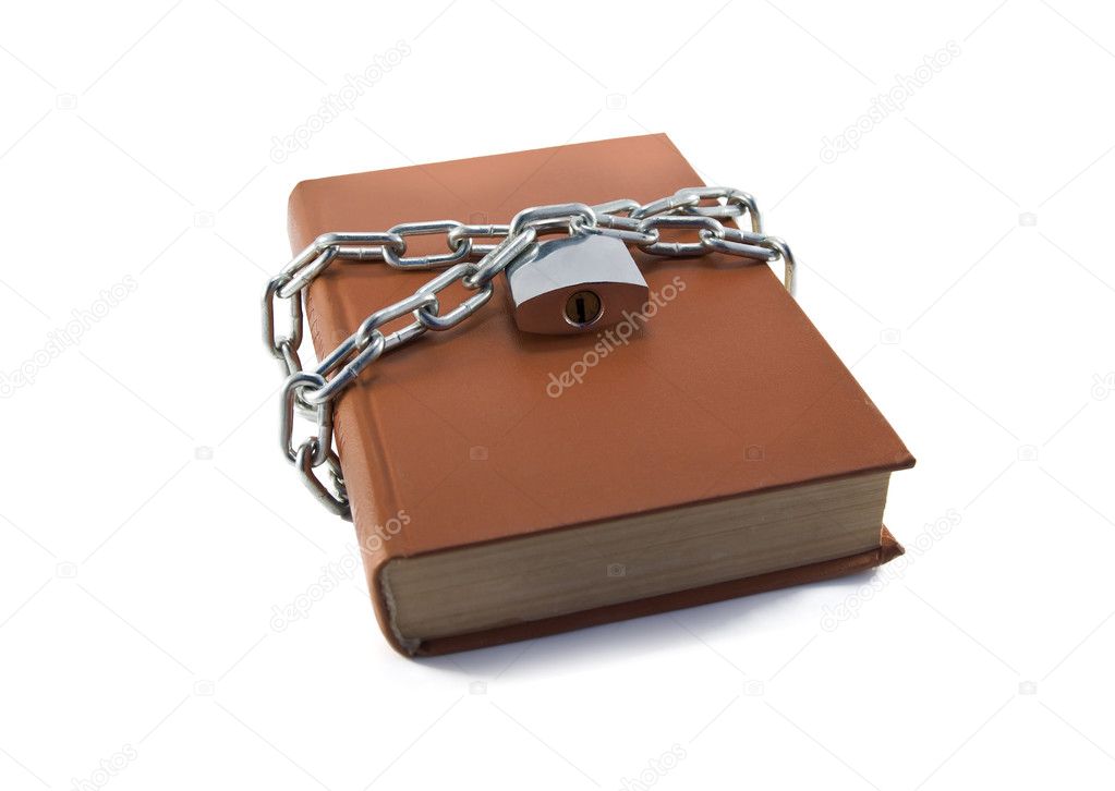 Secured book isolated on a white background