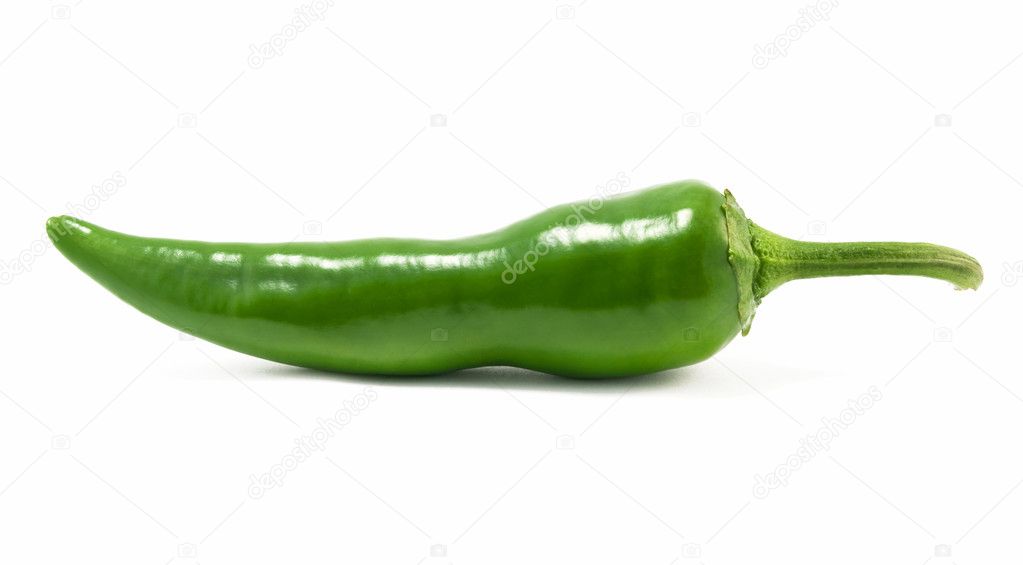 Green pepper is isolated on a white background