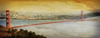 Grunge golden gate bridge san francsico clipart