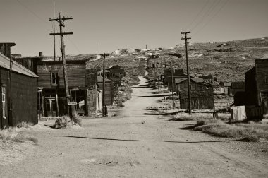 siyah beyaz eski hayalet kasaba fotoğrafı