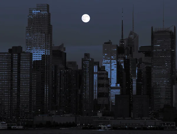 Photo new york paysage urbain en noir et bleu — Photo