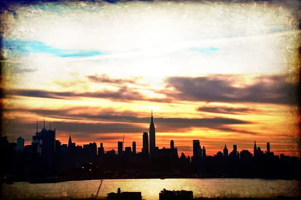 Erken gündoğumu cityscape skyline siluet, ABD — Stok fotoğraf