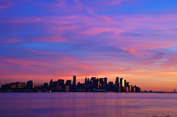 New Yorks stadsbild skyline på natten, nyc, usa — Stockfoto