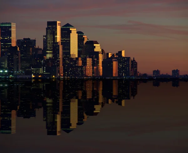 Nova Iorque horizonte paisagem urbana à noite, nyc, EUA — Fotografia de Stock
