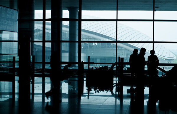 Modern airport interior with