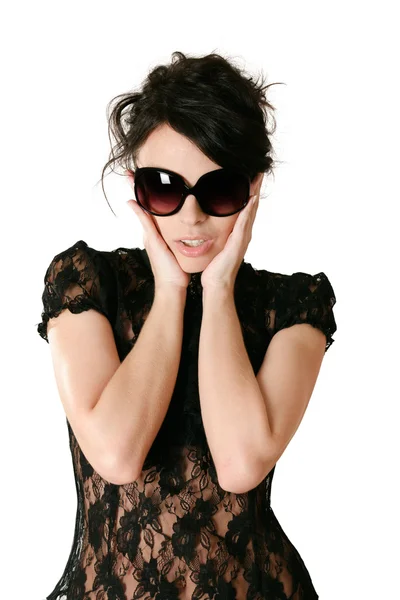 Mulher surpreso em óculos — Fotografia de Stock