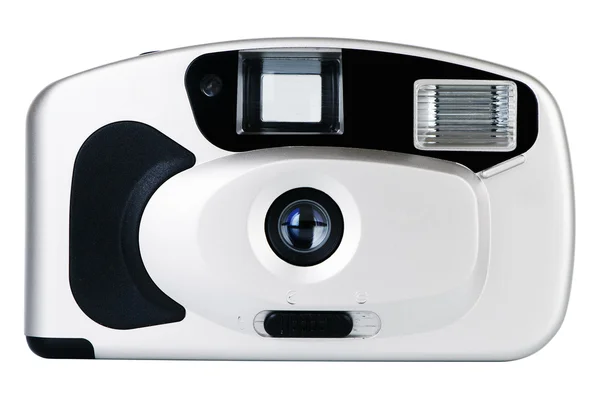 Jednorazowy aparat fotograficzny na białym — Zdjęcie stockowe
