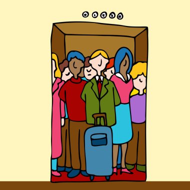 Riding in Elevator clipart