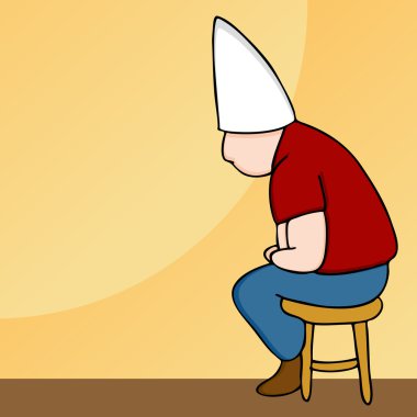 Dunce Hat Man on Stool clipart