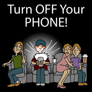 Rude Man Texting in a Movie Theater clipart