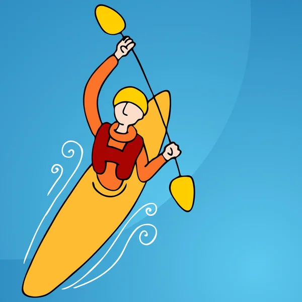 Rowing Kayak Man — Stock Vector