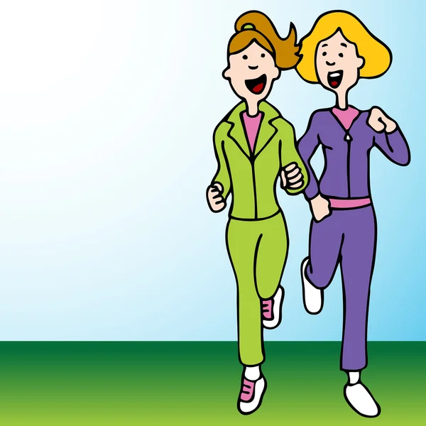 两个妇女慢跑 — 图库矢量图片