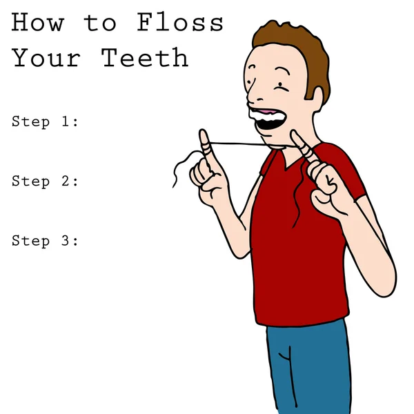 Man använder tandtråd — Stock vektor