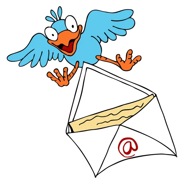 電子メールを配信する鳥 — ストックベクタ