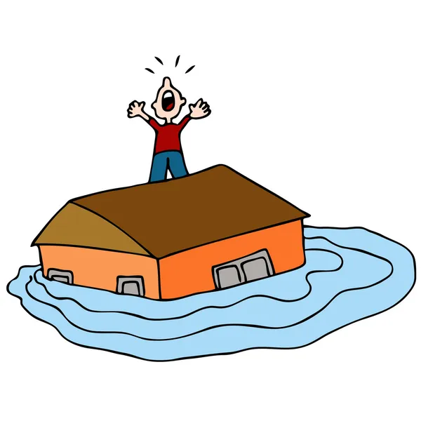 Überschwemmtes Haus — Stockvektor