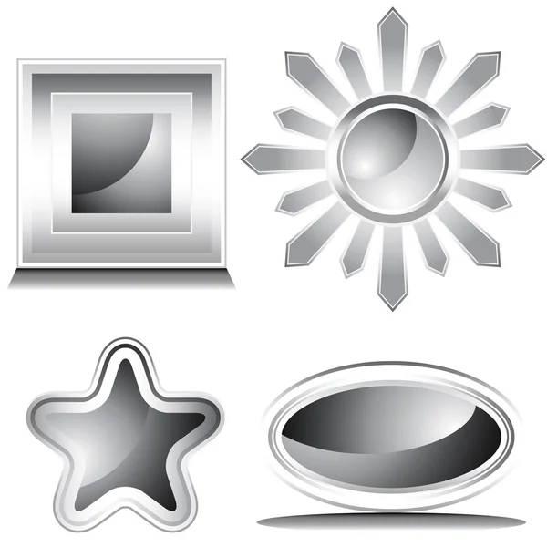 Siyah beyaz parlak Icon set — Stok Vektör