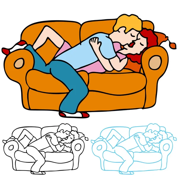 Couple Kissing on the Sofa — Stock Vector