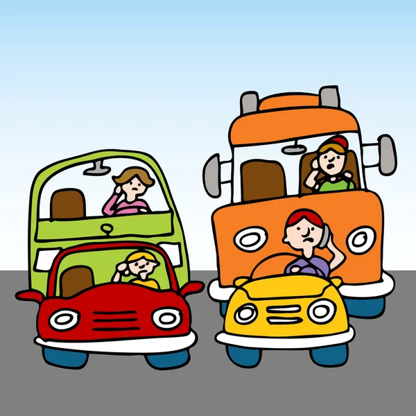 Farlig bilkörning med hjälp av mobiltelefon — Stock vektor