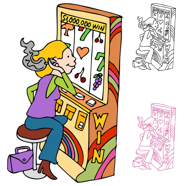 Игрок на слоте для курящих и азартных игр — стоковый вектор