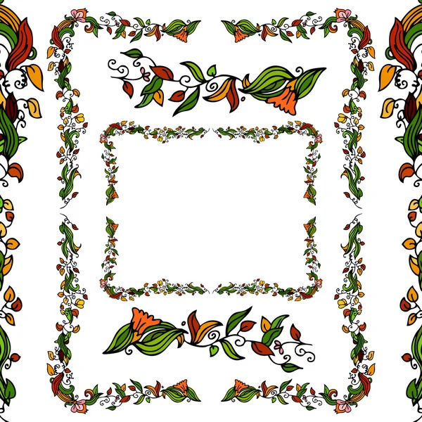 Ensemble de bordure de vigne fleur — Image vectorielle