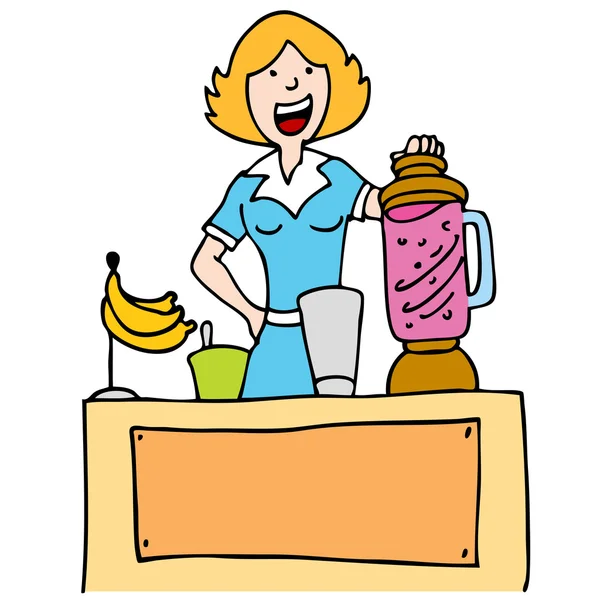 Woman Making a Banana Smoothie — Stock Vector