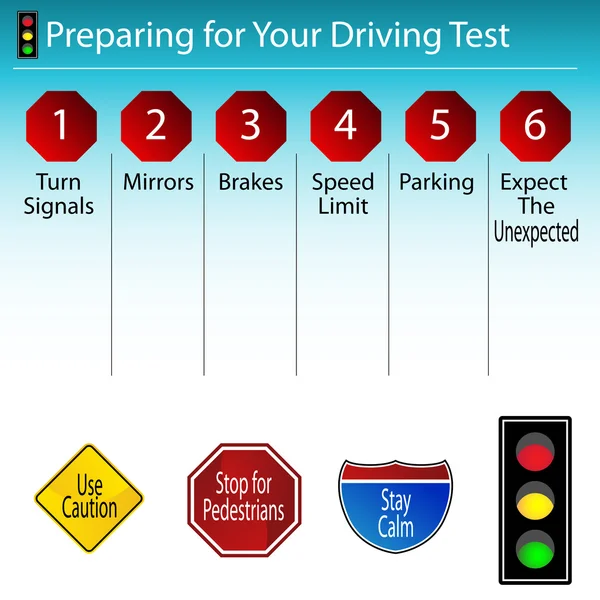Preparazione per il test di guida — Vettoriale Stock