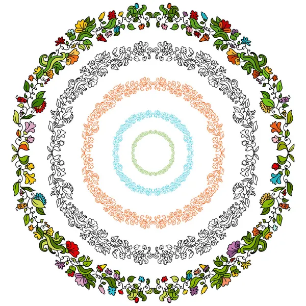 Flor conjunto de círculo floral — Vector de stock
