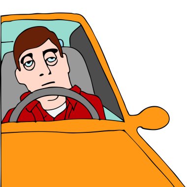 Tired Man Sitting in Traffic clipart