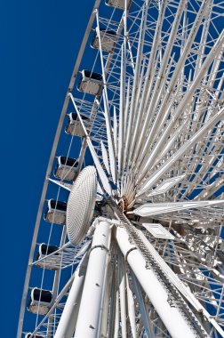 Large White Ferris Wheel with Enclosed Cars clipart