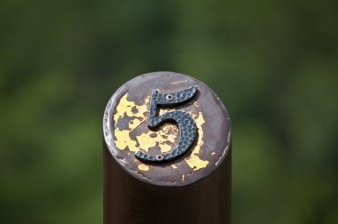 Number 5 on a Metal Post clipart