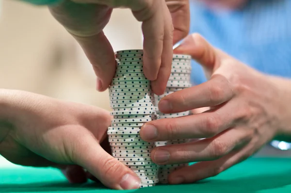 stock image Hands Stacking Poker Chips