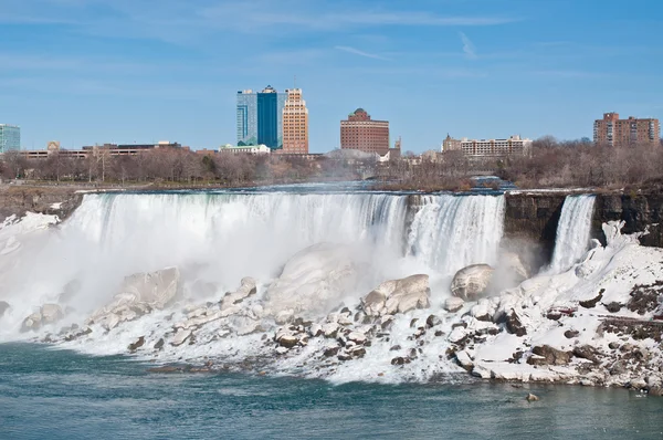Americký Připadá Řece Niagara Zimě — Stock fotografie