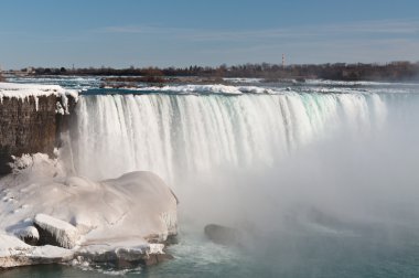 The Horseshoe Falls on the Niagara River in winter. clipart