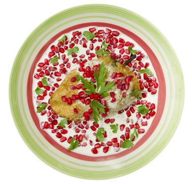 Chile Nogada Mexican Dish Top View clipart