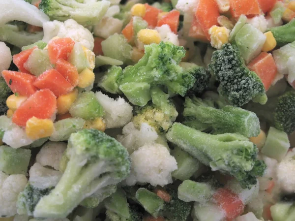 Frozen vegetables in macro close up.