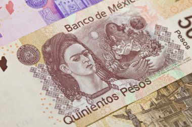 Frida Kahlo Mexican Five Hundred Pesos clipart