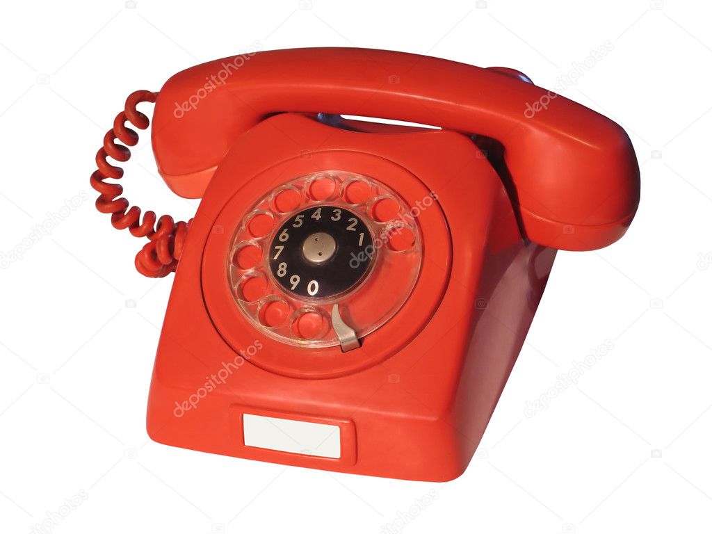Isolated classic old red telephone