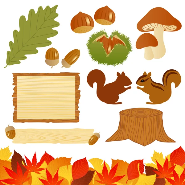 Iconos de otoño — Vector de stock