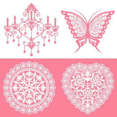 Lace ornaments set clipart