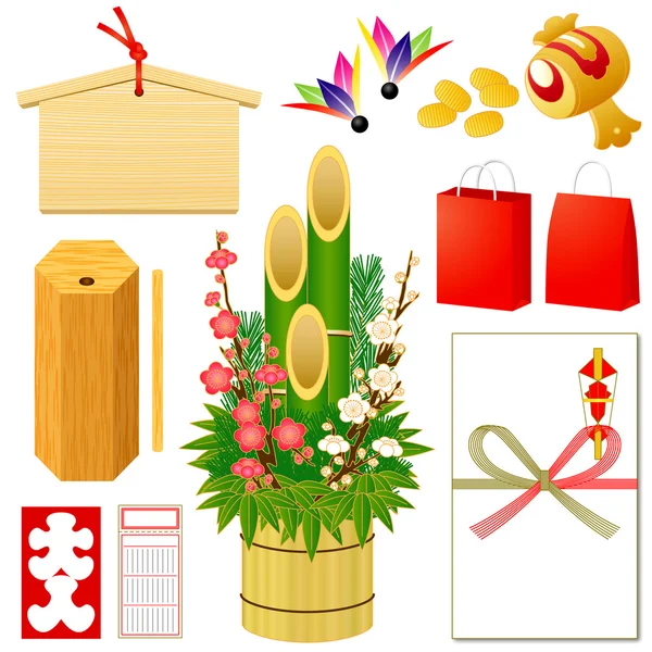 Icônes du Nouvel An japonais — Image vectorielle